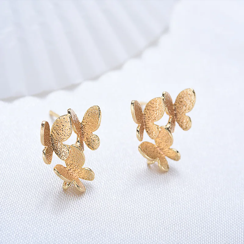 6pcs Butterfly Earring Base Charm High Quatily Ear Pins  Connector Pendant Findings DIY Jewelry Making