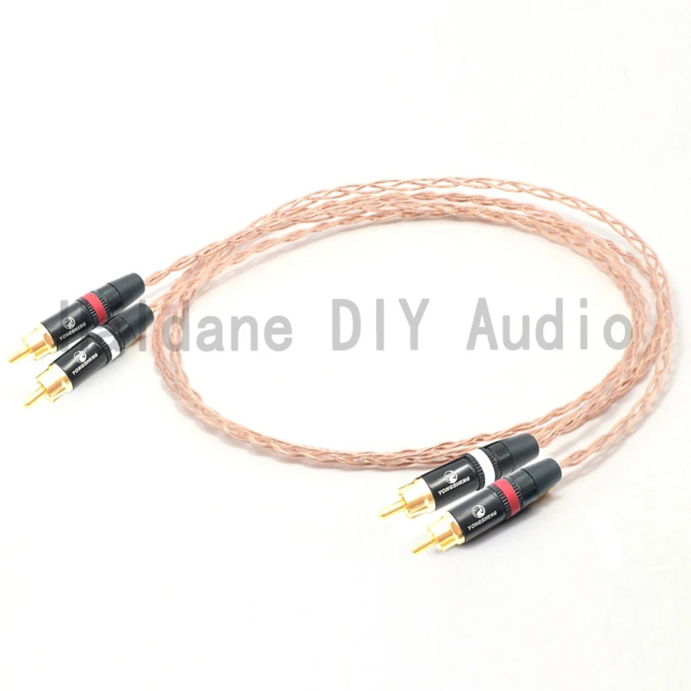 

hifi Bold Version 8CU Single Crystal Copper RCA Cable signal wire with 24K Gold plated HI End RCA Connector