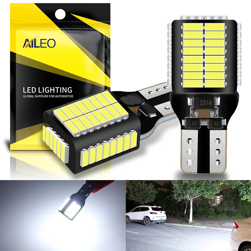 AILEO Newest 9-30V Super Bright Error Free T15 912 W16W 921 LED No Polarity Back Up Reverse Lights Truck Cargo Light 6000K White