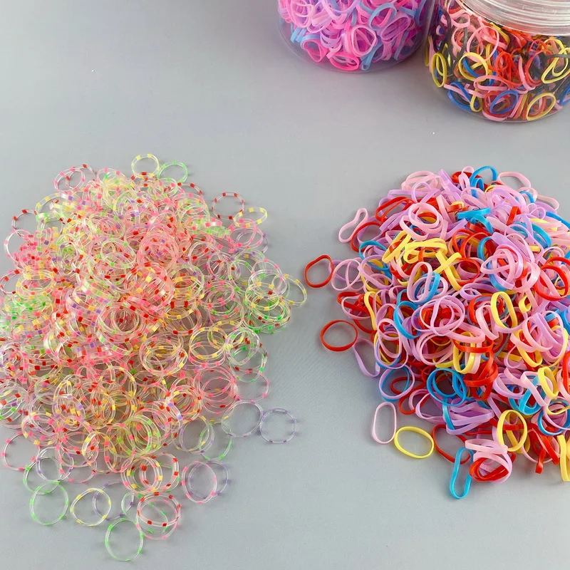 800pcs/pack Colored Dots Disposable Silicone Rubber Bands For Baby Girl Small hair Tie Gum Ponytail Kid Elastic Scrunchies Set