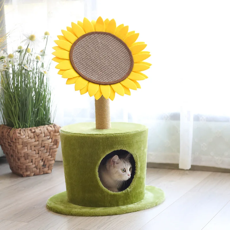 Sunflower Cat Litter Wooden Cat Climbing Frame Sisal Grinding Claw Cat Scratcher Cat Supplies New