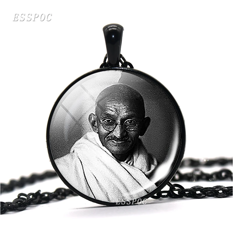 Mahatma Gandhi Pendant Indian Independence Movement Necklace Philosophy Of Satyagraha Nonviolence Famous People Jewelry