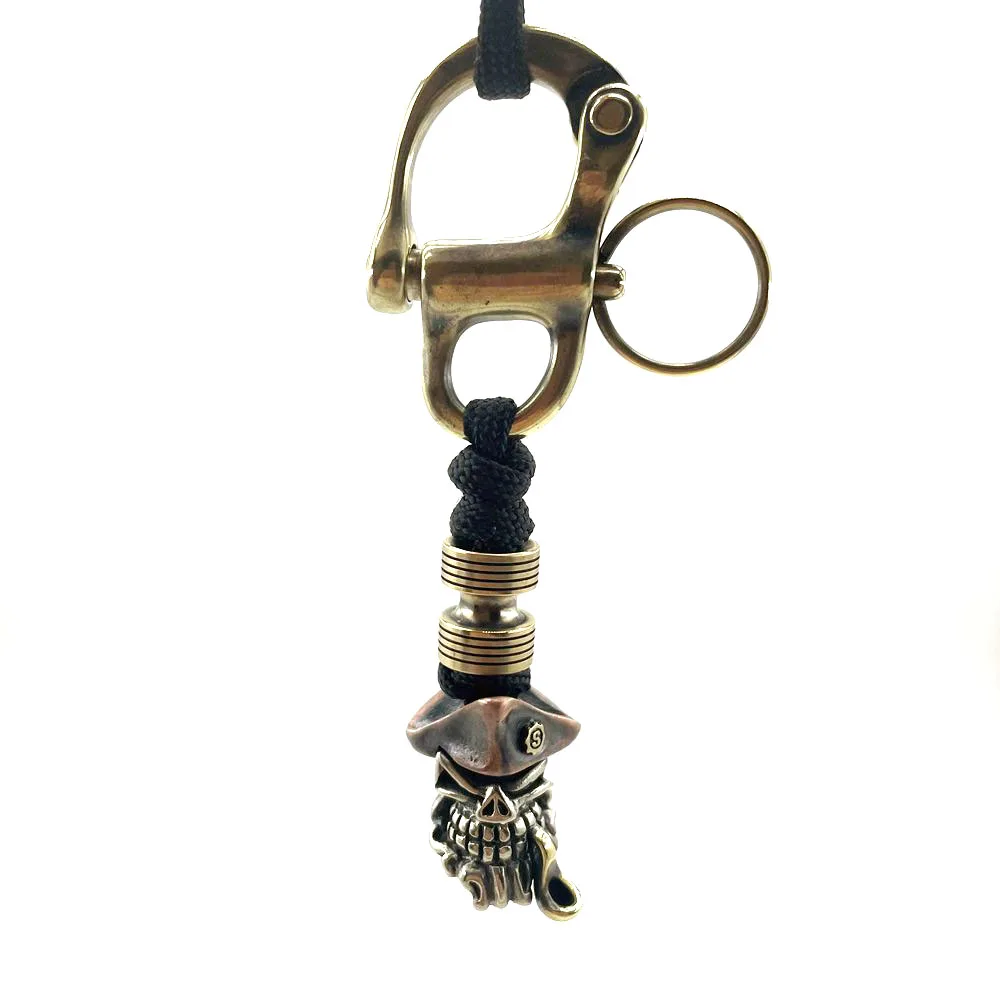 

Outdoors Tools EDC Handmade Weaving Brass Skull Keychain Key Ring