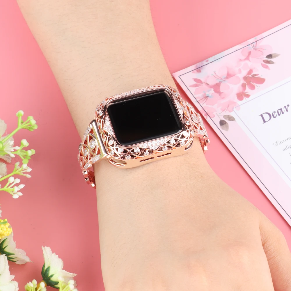 Luxury Diamond strap for Apple watch band 40mm 38mm 6/5/4/3/2/1 iwatch band 40 mm 38 mm 42mm 44mm stainless steel bracelet