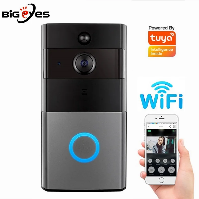 1080P TUYA WiFi Video Doorbell with Motion Detect/Two-Way Intercom Function TUYA Wireless Video Door Phone HD Camera with Chime