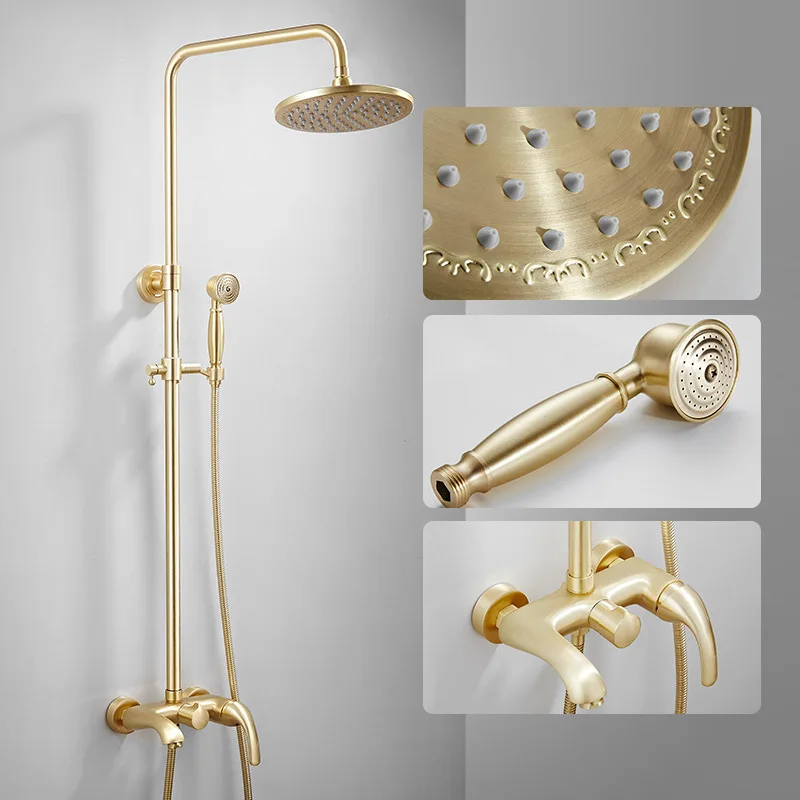 

Rainfall Shower Sets Bath and Shower Faucet Mixer Tap With Tub Faucet Brass Brushed Gold Bath & Shower Faucet Set Bathtub Faucet