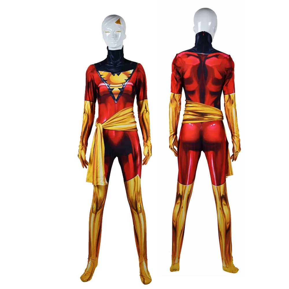 Women Kids X-Men Phoenix Jean Grey Cosplay Costume Zentai Superhero Bodysuit Suit Jumpsuits Belt