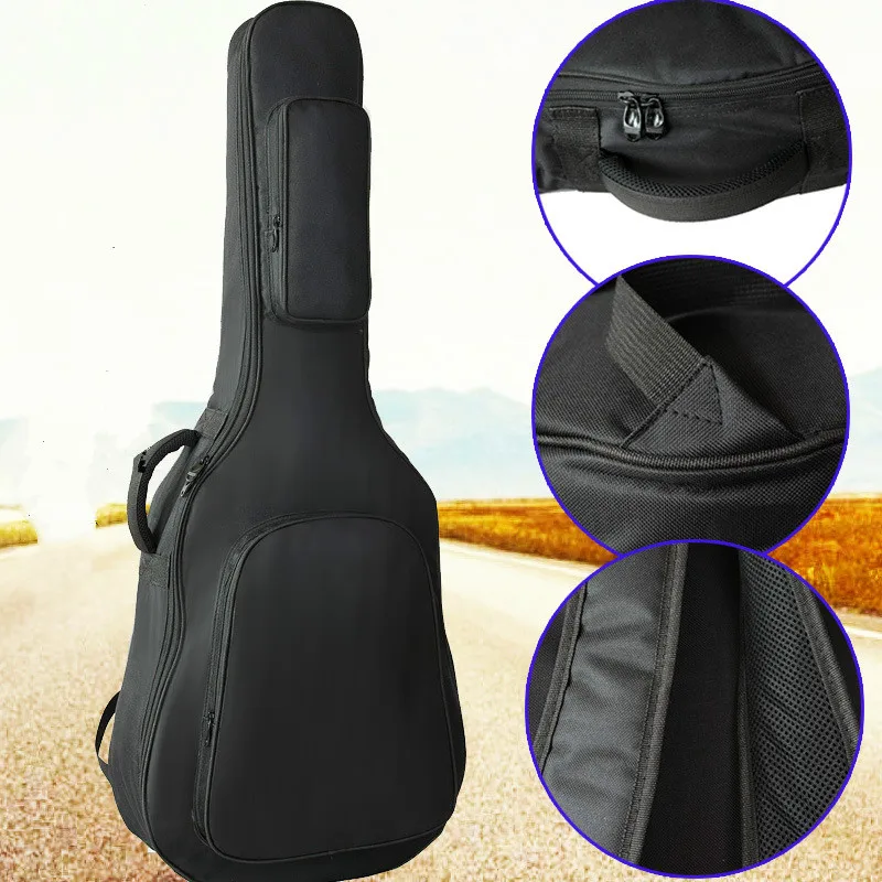 

Black Waterproof Guitar Bag Gig Bag,Thickened Sponge Folk Guitar Bag 40/41 Inch Guitar Case Backpack