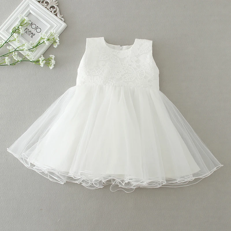 2024 New Summer 0-24M Infant Baby Girls White Lace Princess Dress Baptism Dresses Baby Birthday Wedding Party Evening Dress