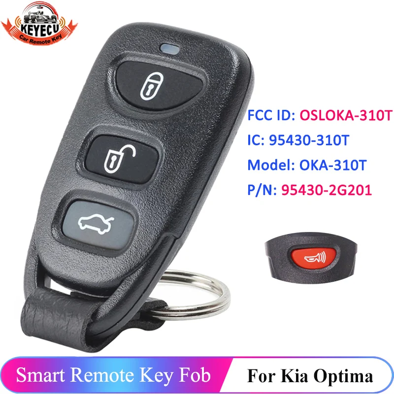 KEYECU 3+1/4 Buttons OSLOKA-310T For KIA Optima 2006 2007 2008 2009 2010 P/N: 95430-2G201 95430-2G202 Remote Car Key Fob