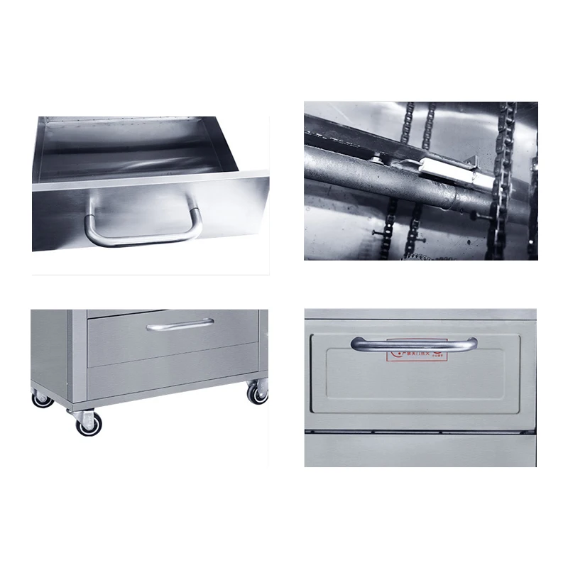 الغاز المحمصة الحلو ماكينة غسل البطاطس موبايل كبير فرن الشارع كشك التجارية الفولاذ المقاوم للصدأ خبز الفاصوليا البطاطا الحلوة الذرة الشواية