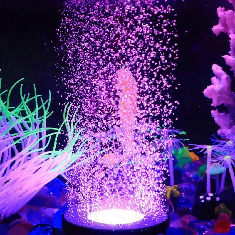 Remote controlled IP68 Waterproof Aquarium Submersible Fish/Turtle Tank Air Stone Bubble Led Light RGB Underwater Lighting Decor