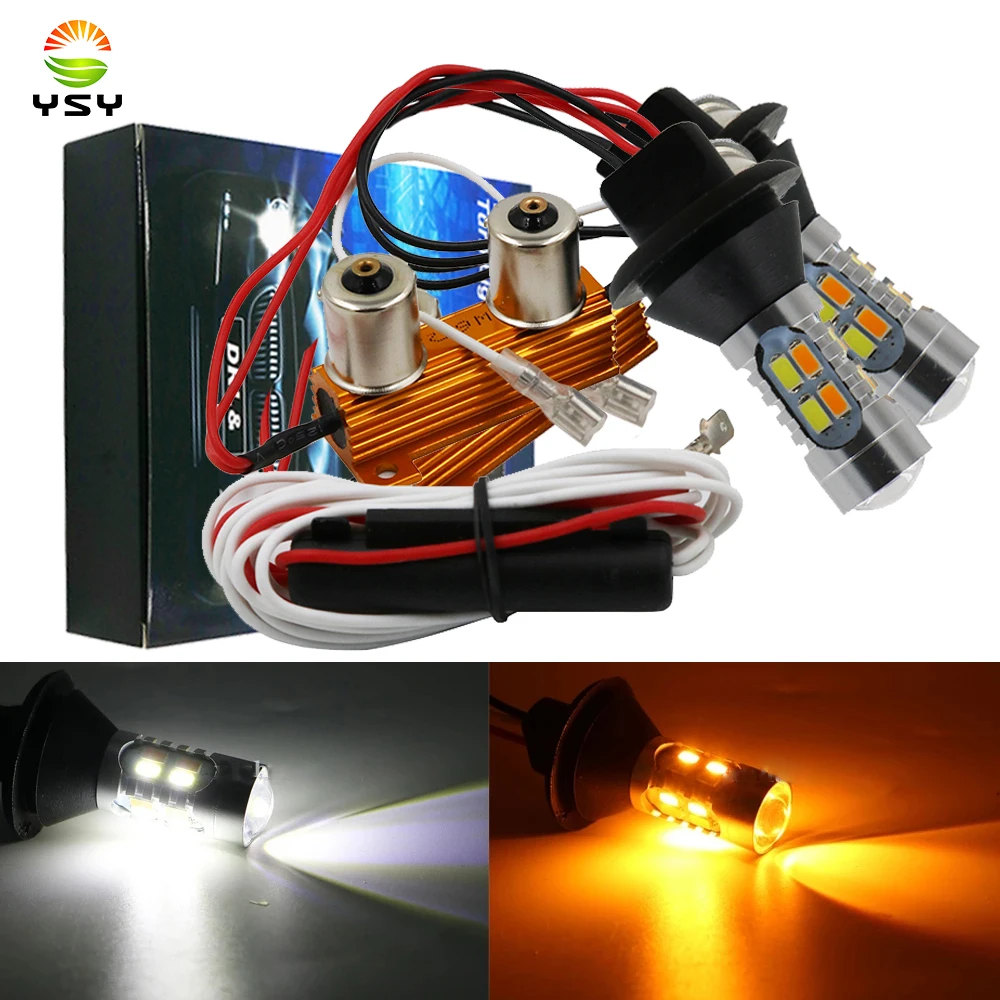 

ba15s BAU15S 1156 p21w py21w s25 5630 20led T20 W21W WY21W 7440 light Daytime Running Light +Turn Signal Dual Mode DRL LED Light