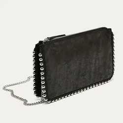 Torebki damskie PU Flap Fashion nit mroczny styl torby na ramię Pures i torby Crossbody styl amerykański wieczorowa kopertówka