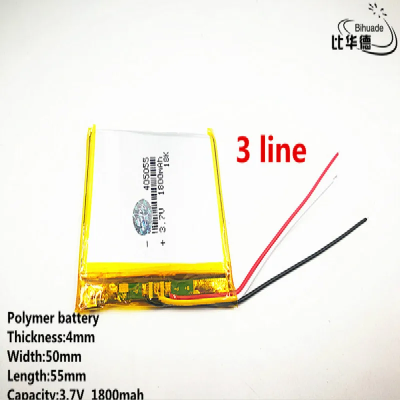 

10pcs/lot 3 line Good Qulity 3.7V,1800mAH,405055 Polymer lithium ion / Li-ion battery for TOY,POWER BANK,GPS,mp3,mp4