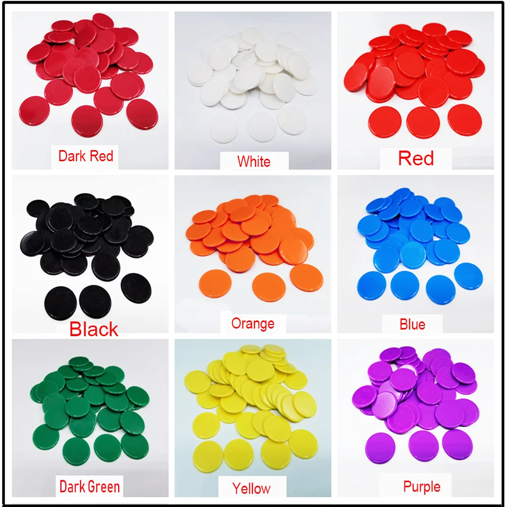 100pcs/Set 19mm Plastic Chips DIY Tokens Color Board Game Coins Bingo Accessories Teaching Game Coins