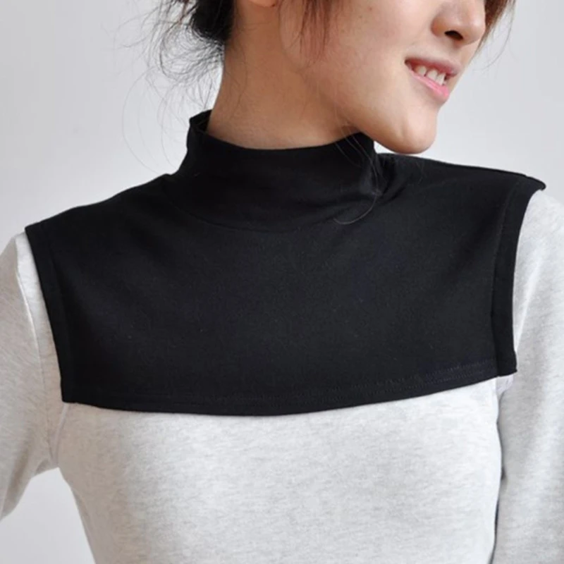 Women Men Winter Cotton Turtleneck Half Top Dickey Detachable Pullover False Fake Collar Simple Solid Color Neck Warmer Sweater