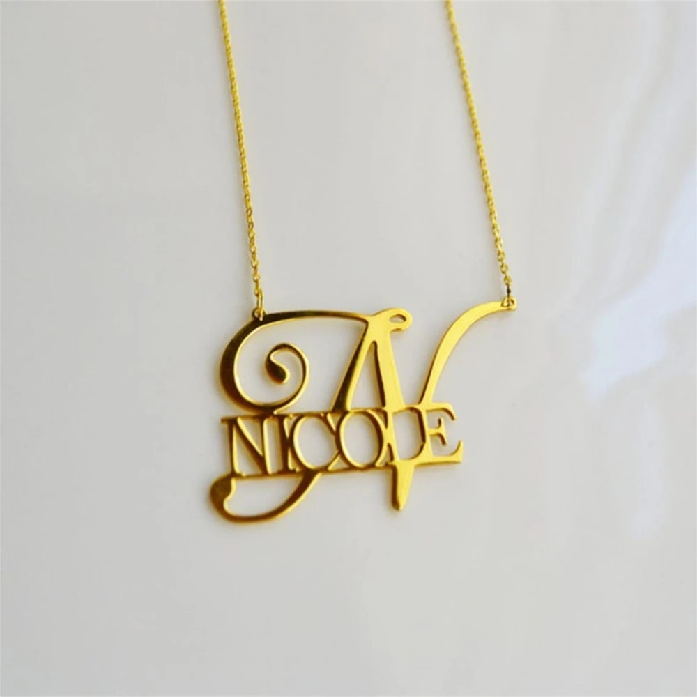 

Customized Capital Letter Name Word Pendant Necklace Beautiful Lady Gift