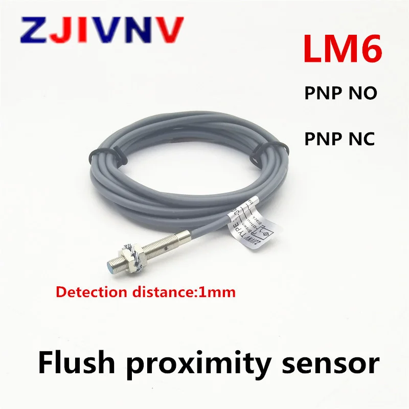 Factory Sales 5pcs/lot M6 PNP Flush NO/NC Inductive Proximity Metal Sensor Switch 3 Wires 1.5m Length Cable Distance 1mm