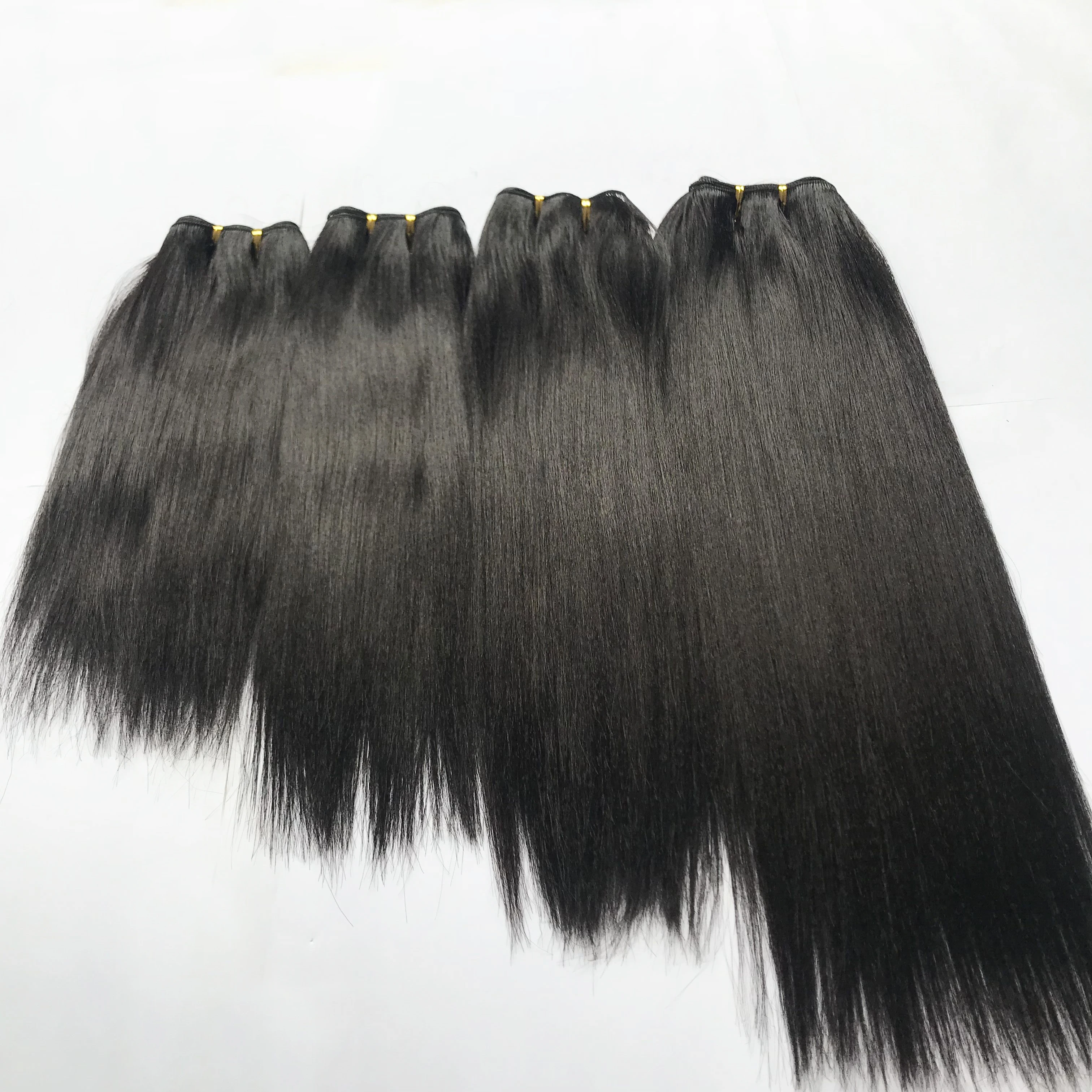 AdTosSynthetic QufreshYAKI WAVE Extension Weave Bundles avec Closure, Afro-Américaine, Afro, 4PCs + 1 Set, 8-14in