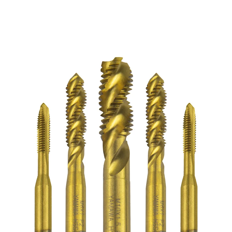 Hss Machine Spiral straight groove Titanium plating Screw Taps M2X0.4 M3X0.5 M4X0.7 M6X1 M12X1.75 HSS Machine Hand Screw Thread