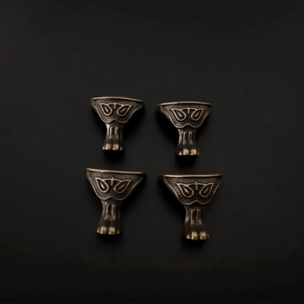 NEW 4 Pcs Antique Style Alloy Material Box Wood Case Decorative Feet Leg Corner Furniture Legs Decor Supplies