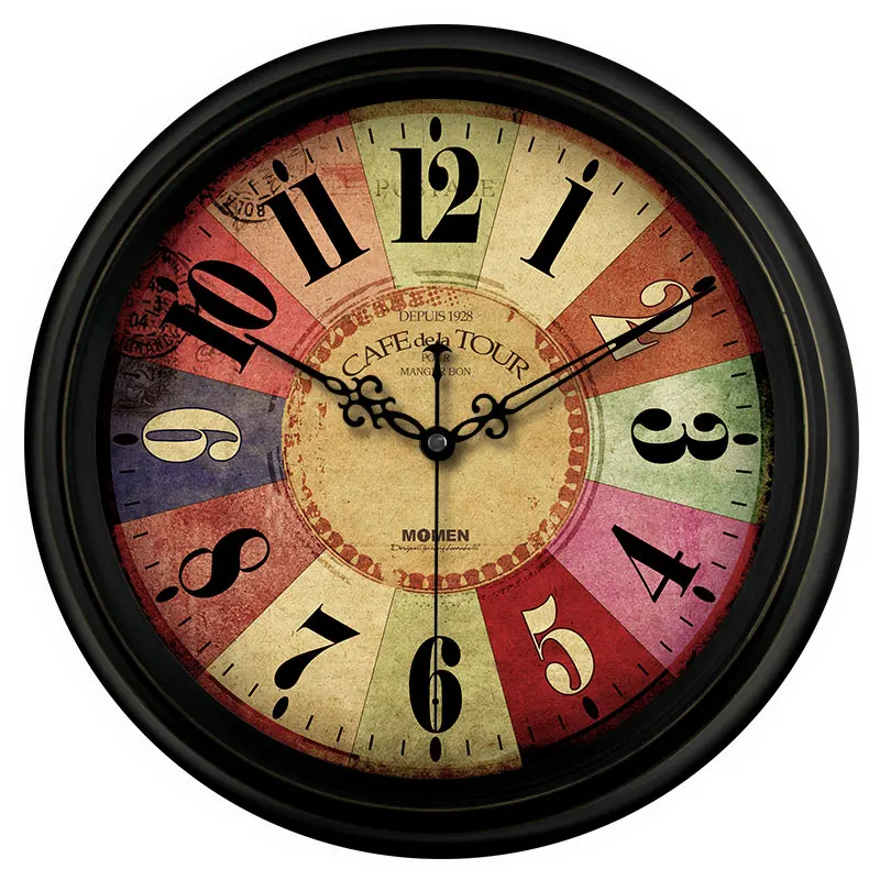 

European Vintage Wall Clock Metal Silent Antique Living Room Bedroom Home Decor Wall Clock Modern Design Digital Wall Watch