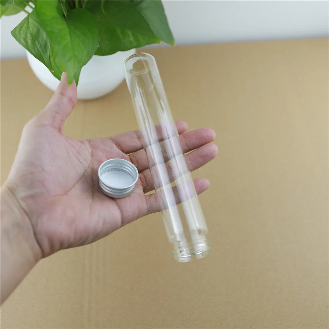 24pcs/lot 30*180mm 100ml Mini Glass Bottles Aluminum CapsGlass Jars Vials Transparent Glass Containers Cute Small Bottles