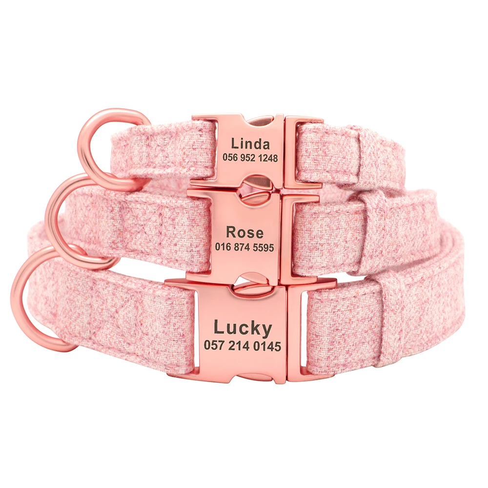 Personalized Dog Collar Custom Nylon Dog Collar Engraved Name ID Adjustable For Small Medium Large Dog Chihuahua Pitbull