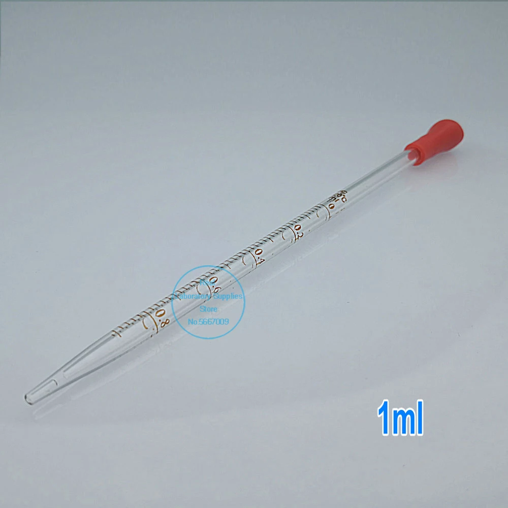 2pcs 4pcs Glass Graduated Pipette Dropper Vol. 0.5ml/1ml/2ml/3ml/5ml/10mlTransfer Pipette with Rubber head