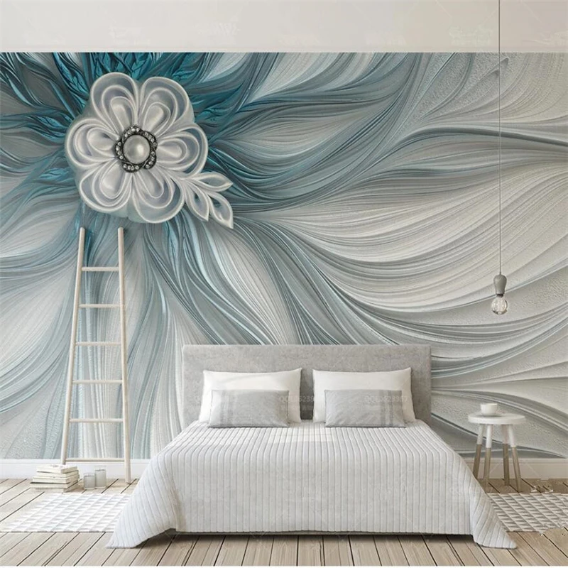 wellyu Customized large wall painter with atmospheric creative embossed stripes lines modern fashion 3d background wall