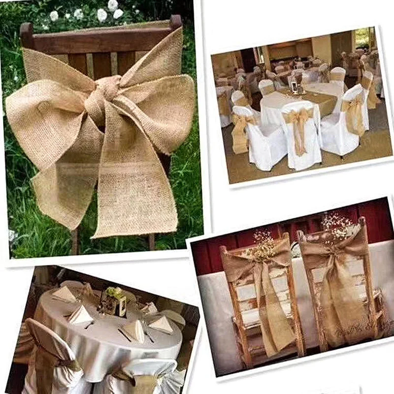 15*240CM Burlap Roll Natural Jute Hessian Burlap Chair Bow Table Runners for Wedding Decoration Vintage Home Party Supplies