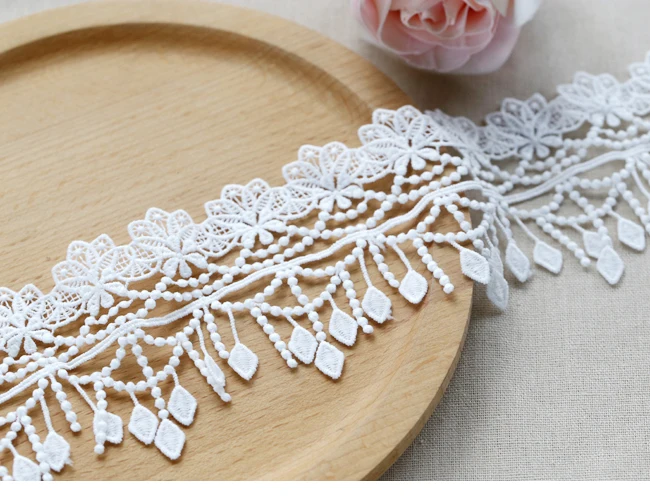 1yard Width:7.3cm Water-Soluble Lace Trim Ivory White Laces for Scrapbooking Curtain Table Cloth Sewing Accessories(ss-2380)