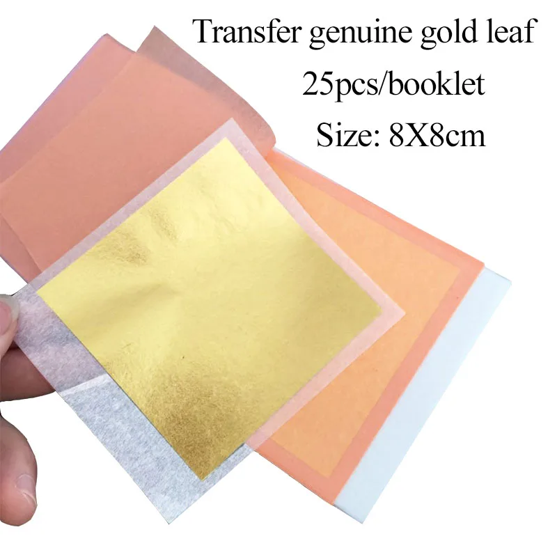 

24K Thin Gold Foil Paper Transfer Real Gold Foil Paper 8x8cm 25sheets/Booklet Cake Dessert Art Crafts DIY Decoration