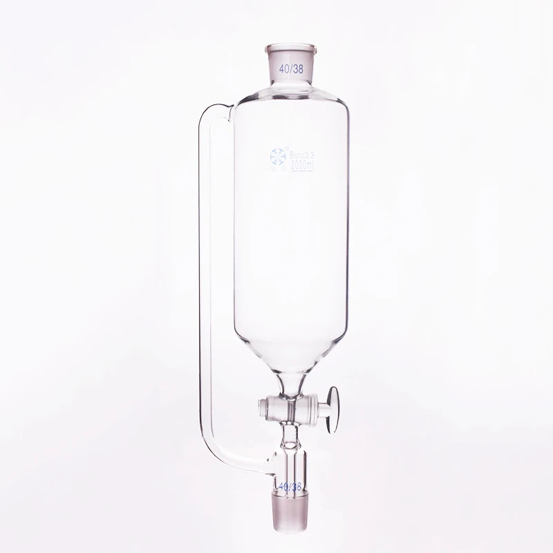 

Separatory funnel constant pressure cylindrical shape,standard ground mouth.Capacity 2000ml,Joint 40/38,Glass switch valve