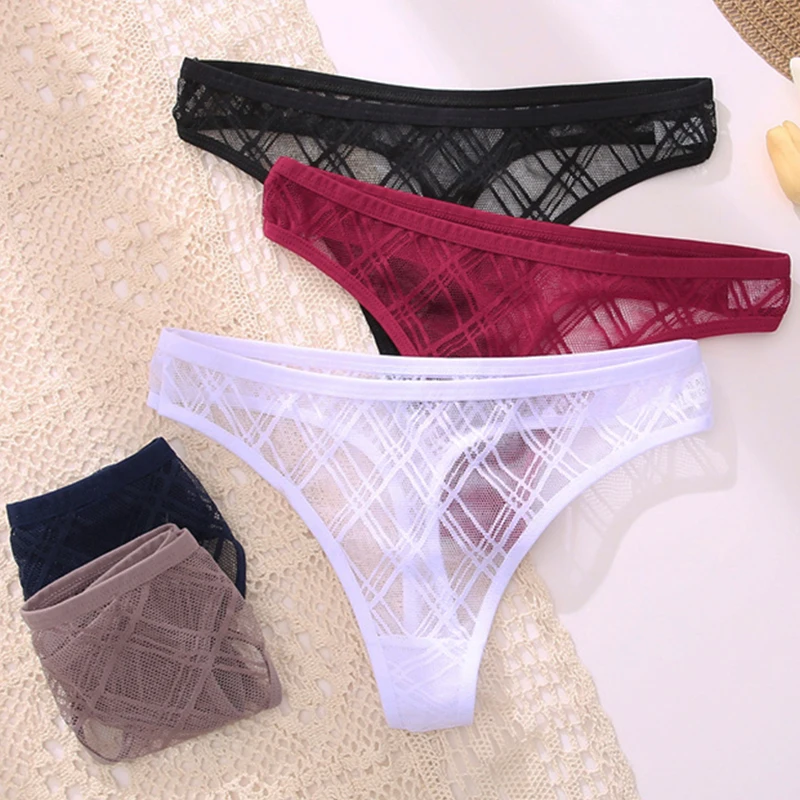 Sexy Mesh Thongs for Women Low Rise Waist G-String Female Transparent Panties Hollow Out T-Back Girl Intimate Underwear Lingerie