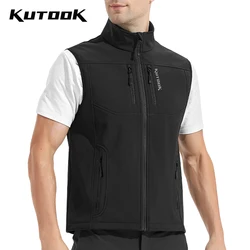 KUTOOK Outdoor Vest Sports Sleeveless Vest Jacket Thermal Fleece Soft Shell Fishing Hiking Camping Clothes New Men Autumn Winter