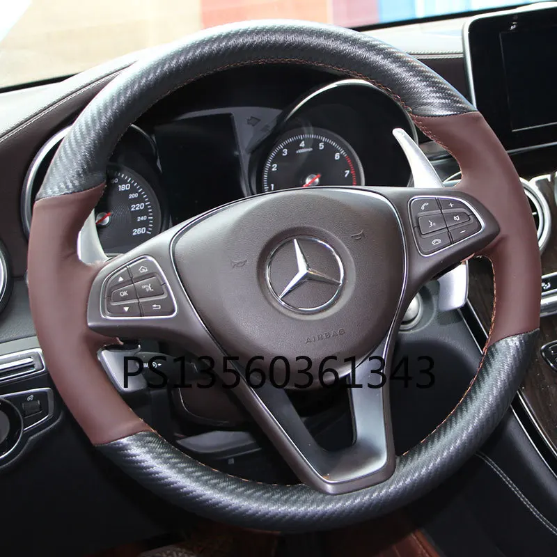 For Mercedes-Benz E-Class C-Class E200 GLK300 CLA260 B180GLE hand stitched suede leather steering wheel cover