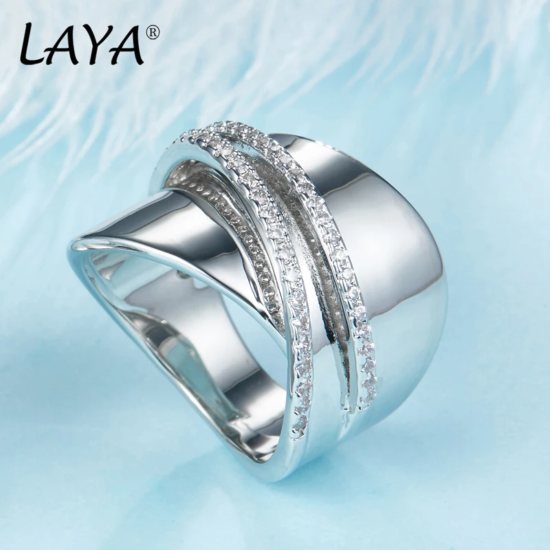 925 Sterling Silver Fashion New Style For Women Trendy Jewelry Hot Selling High Quality Zircon Gloss Band Multi-Line Chunky Ring