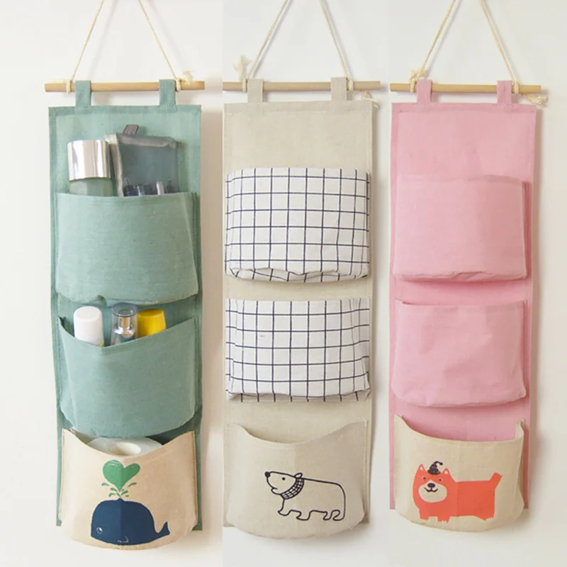 Grids Wall Hanging Storage Bag Cloth Sundries Organizer Toys Container Decor Pocket save space home Storage supplie 2021