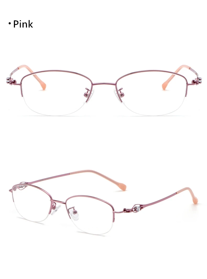 YIMARUILI Mode Ultra Licht Legierung Halb Rahmen Gläser Myopie Und Hyperopie Optische Brillen Rahmen Frauen 8020Z – Detail 9