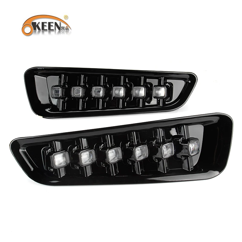 OKEEN 2pcs Car DRL LED Daytime Running Lights with Turn Signal Yellow Fog Lamp For Ford Raptor SVT F150 2016 2017 2018 2019