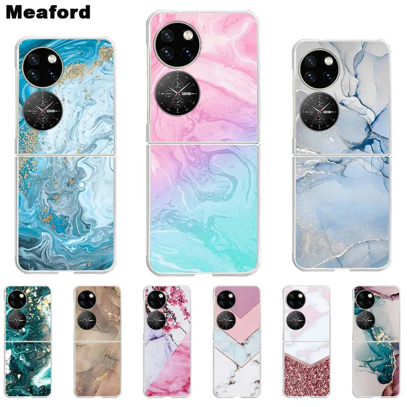 

For Huawei P50 Pocket Case New Fashion Marble Hard PC Plastic Back Cover For Huawei P50 Pocket 4G Phone Cases P 50 Pocket Coque