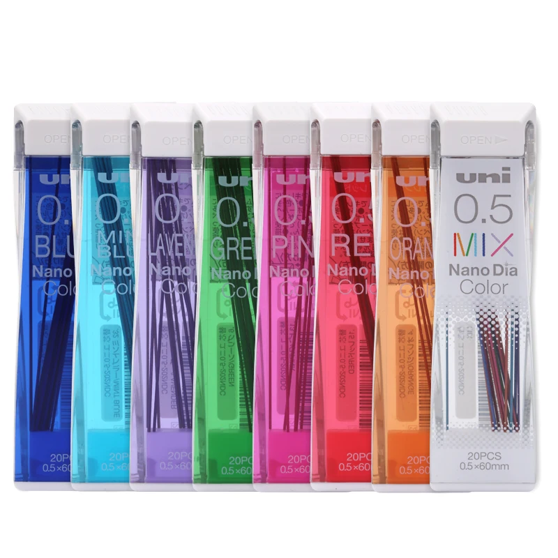 1 Tube Japan Uni Nano Dia Colour 202NDC Colored Mechanical Pencil Graphite Leads 0.5mm Writing Drawing Office School Supplies