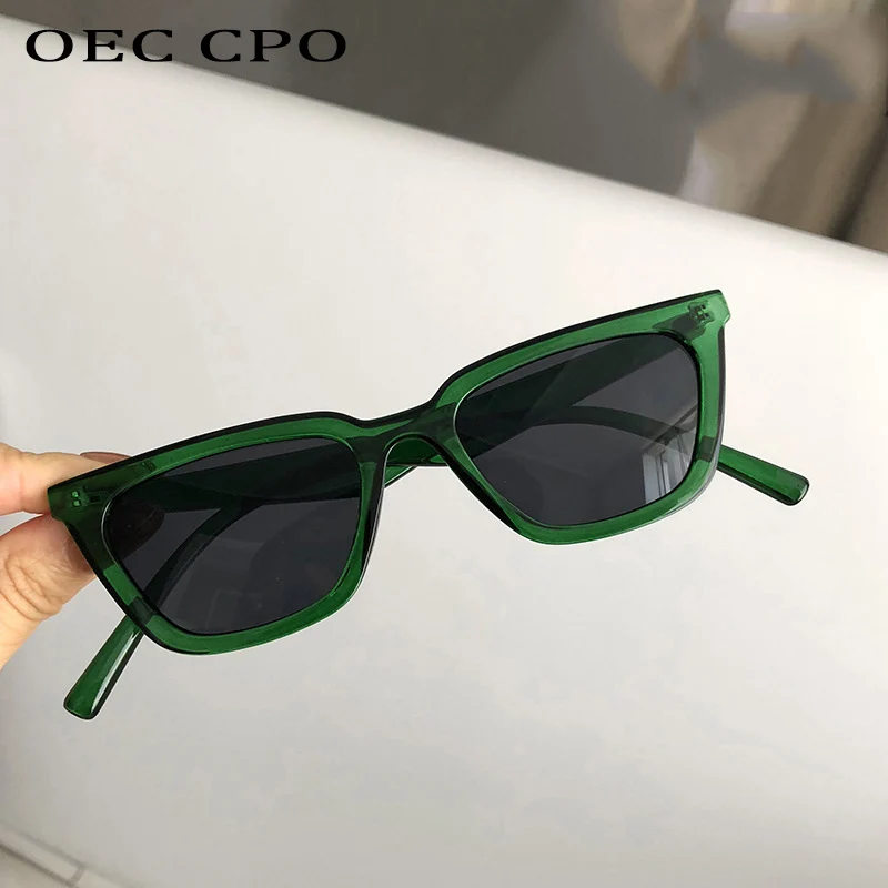 OEC CPO Lady Vintage Small Square Sunglasses Women Brand Clear Yellow Lens Punk Sun Glasses Female Eyeglasses UV400 Goggles