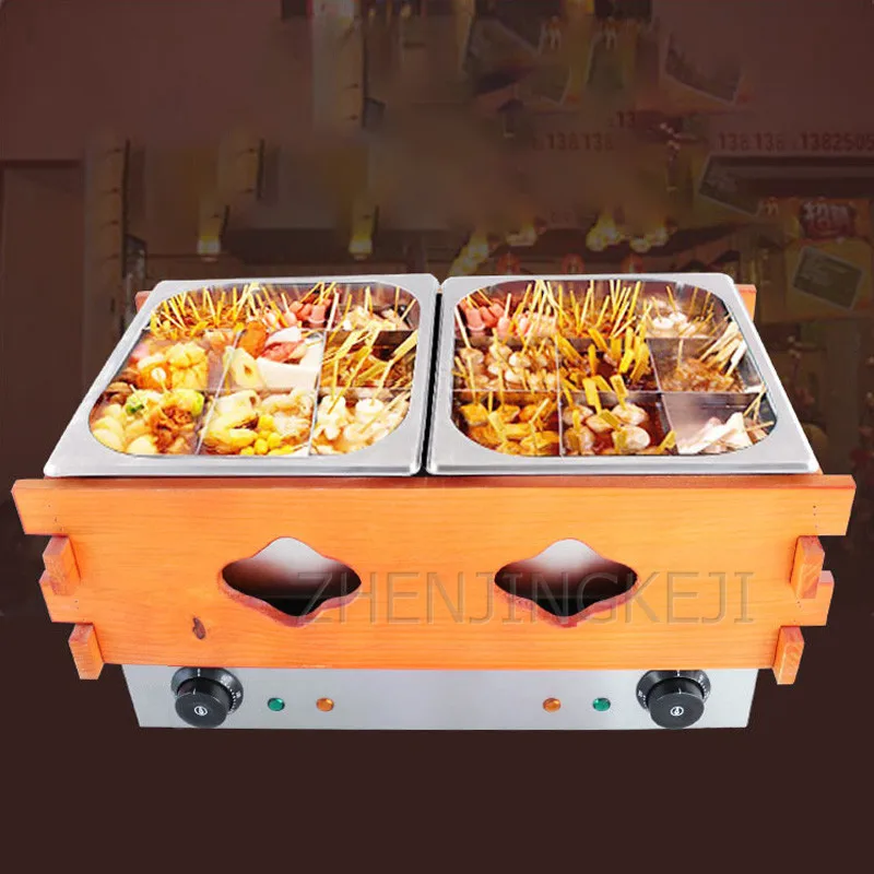 Electro-thermal 18 cells Double Cylinder Oden Cooking Machine Commercial Snack Hot Pot Equipment Bunch Of Incense Noodle Cooker