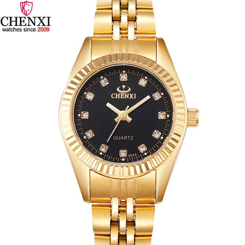 

CHENXI Luxury Women Gold Watches Waterproof Casual Golden Dress Rhinestone Female Wristwatch Fashion Retro Lady Clock 004A