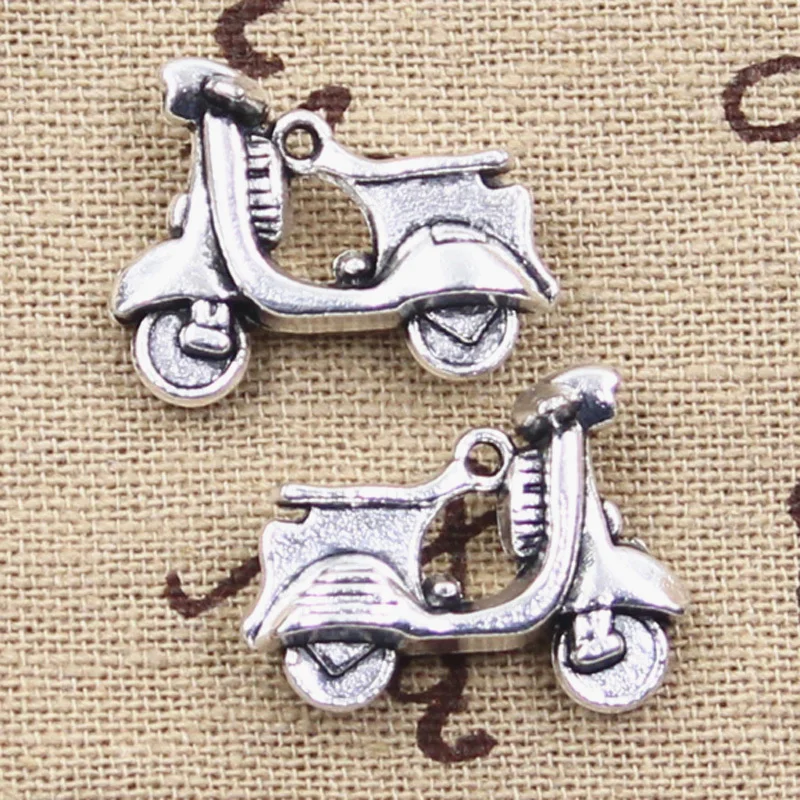 8pcs Charms Motorcycle Scooter Electric Cars 13x23mm Antique Silver Color Pendants DIY Making Findings Handmade Tibetan Jewelry