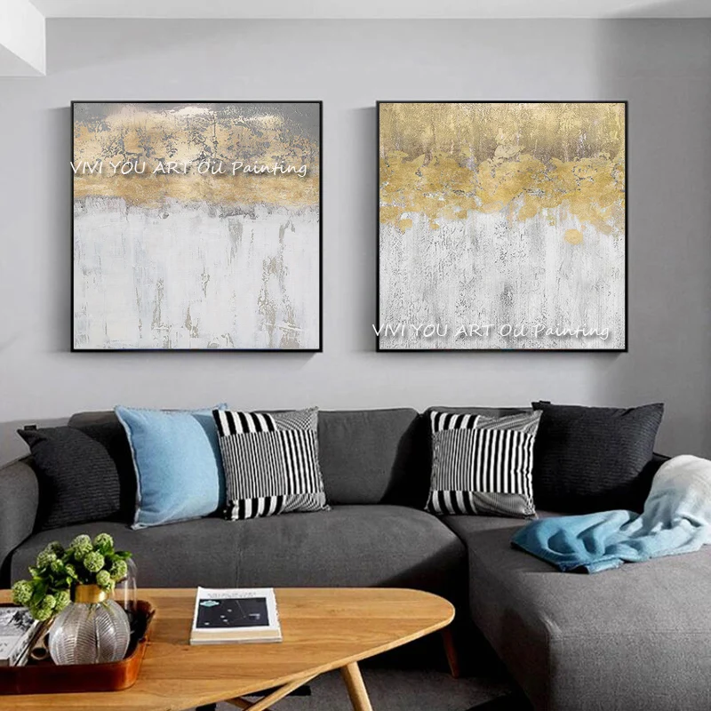 The Top Selling Handmade White Yellow New Abstract Art Oil Painting On Canvas Modern Painting For Home Office Decor Modern Art