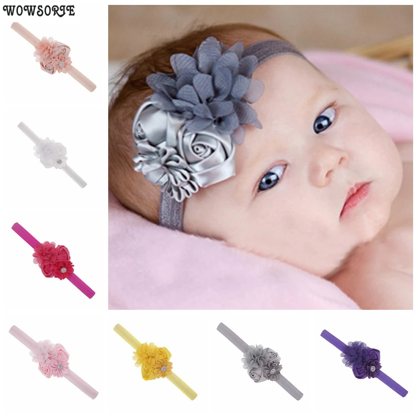 Baby Headband girls flower with Rhinestone Hair Bands Girls Kids Headbands Newborn baby  headwear children Hair Accessories